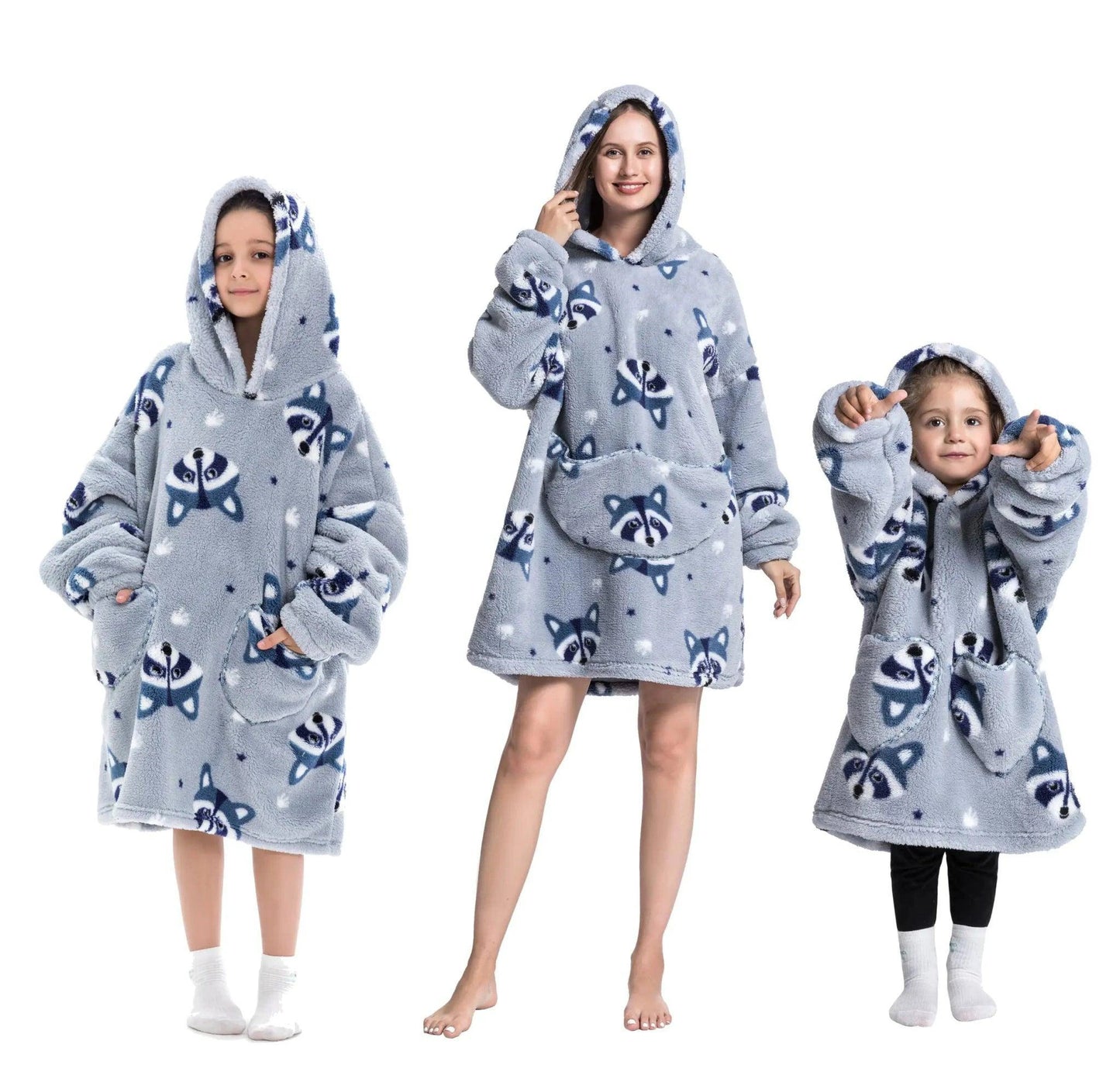 Plush Oversized Velveteen Blanket Hoodie – Cozy Comfort for the Whole Family - Home Kartz