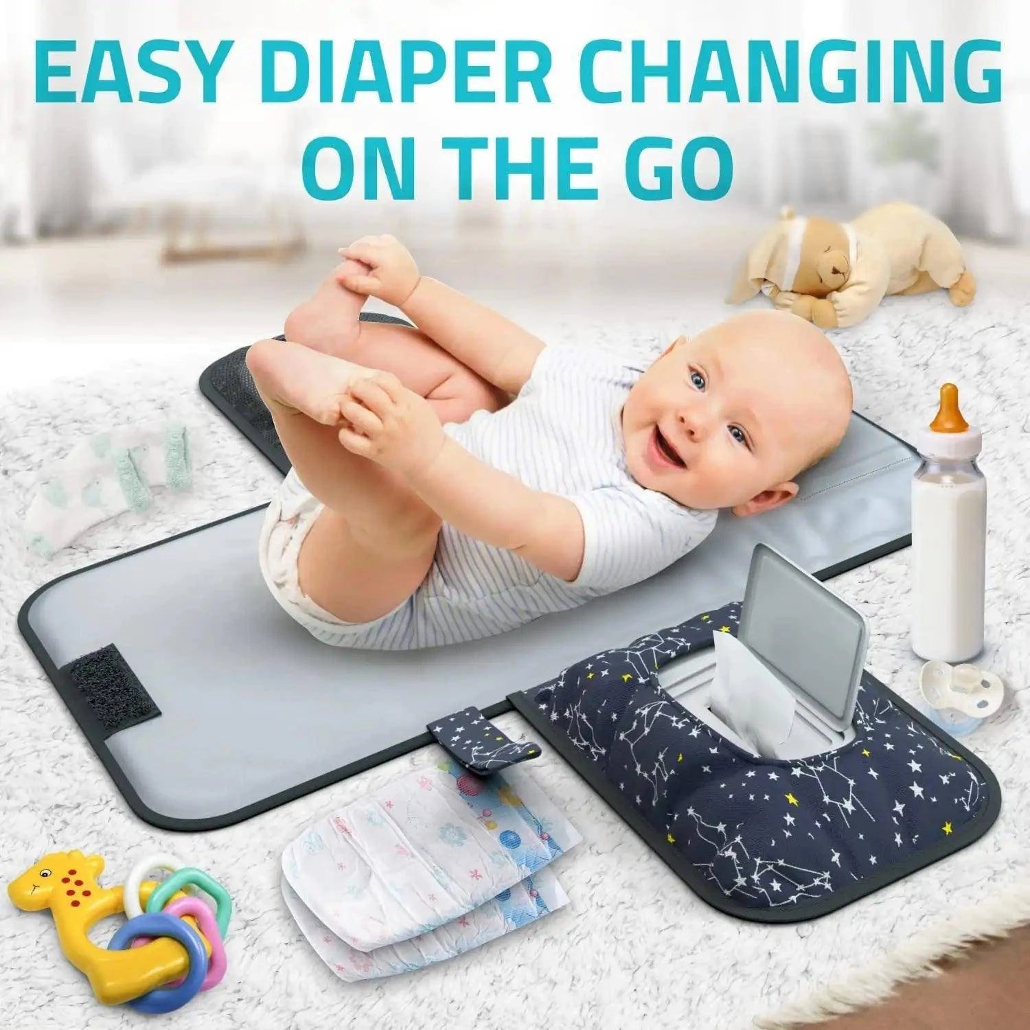 Portable Travel Diaper Changing Pad with Cushion and Storage – Hygienic, Easy to Clean, and Perfect for On-the-Go Parents - Home Kartz