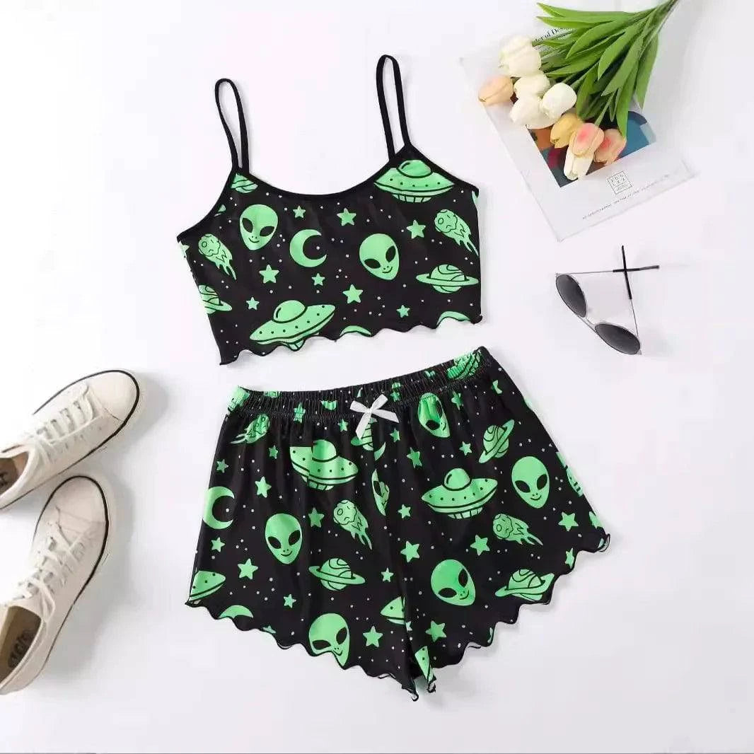 Women’s Halloween Two-Piece Pajama Set – Cozy Polyester Sleepwear - Home Kartz