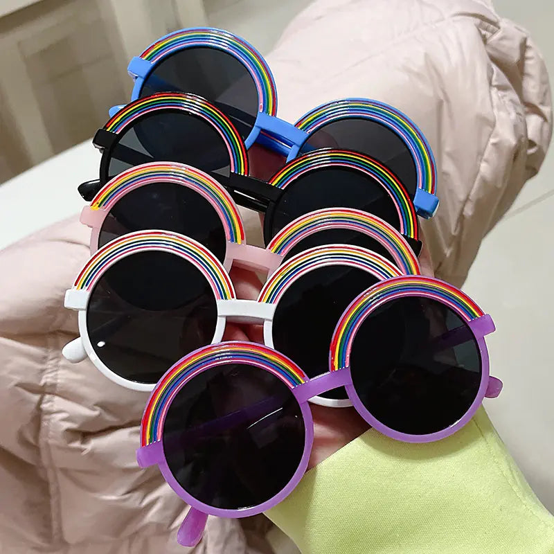 ✨ Rainbow Fun Meets Ultimate Eye Safety: Introducing the Retro Rainbow Cartoon Sunglasses for Kids! ✨ - Home Kartz