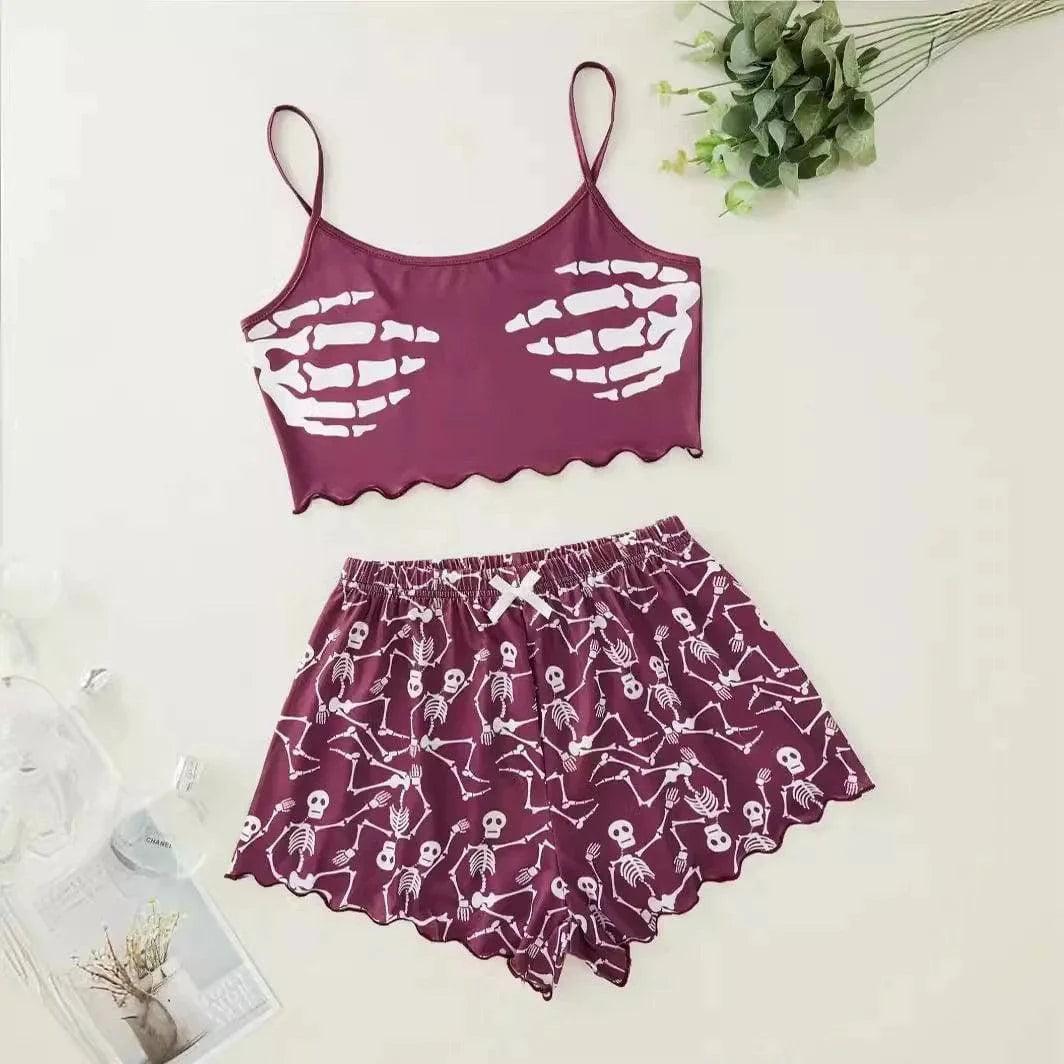 Women’s Halloween Two-Piece Pajama Set – Cozy Polyester Sleepwear - Home Kartz