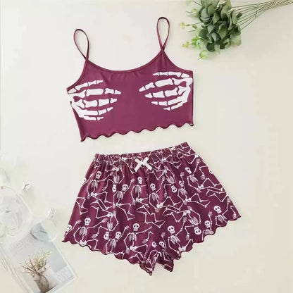 Women’s Halloween Two-Piece Pajama Set – Cozy Polyester Sleepwear - Home Kartz