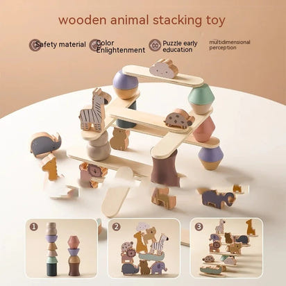 Montessori Wooden Animal Stacking Toy | Builds Balance & Fine Motor Skills Eco Kids Bay