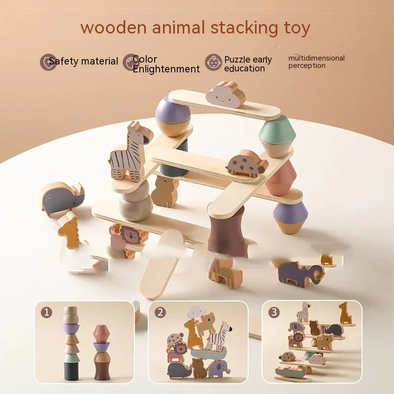 Montessori Wooden Animal Stacking Toy | Builds Balance & Fine Motor Skills Eco Kids Bay