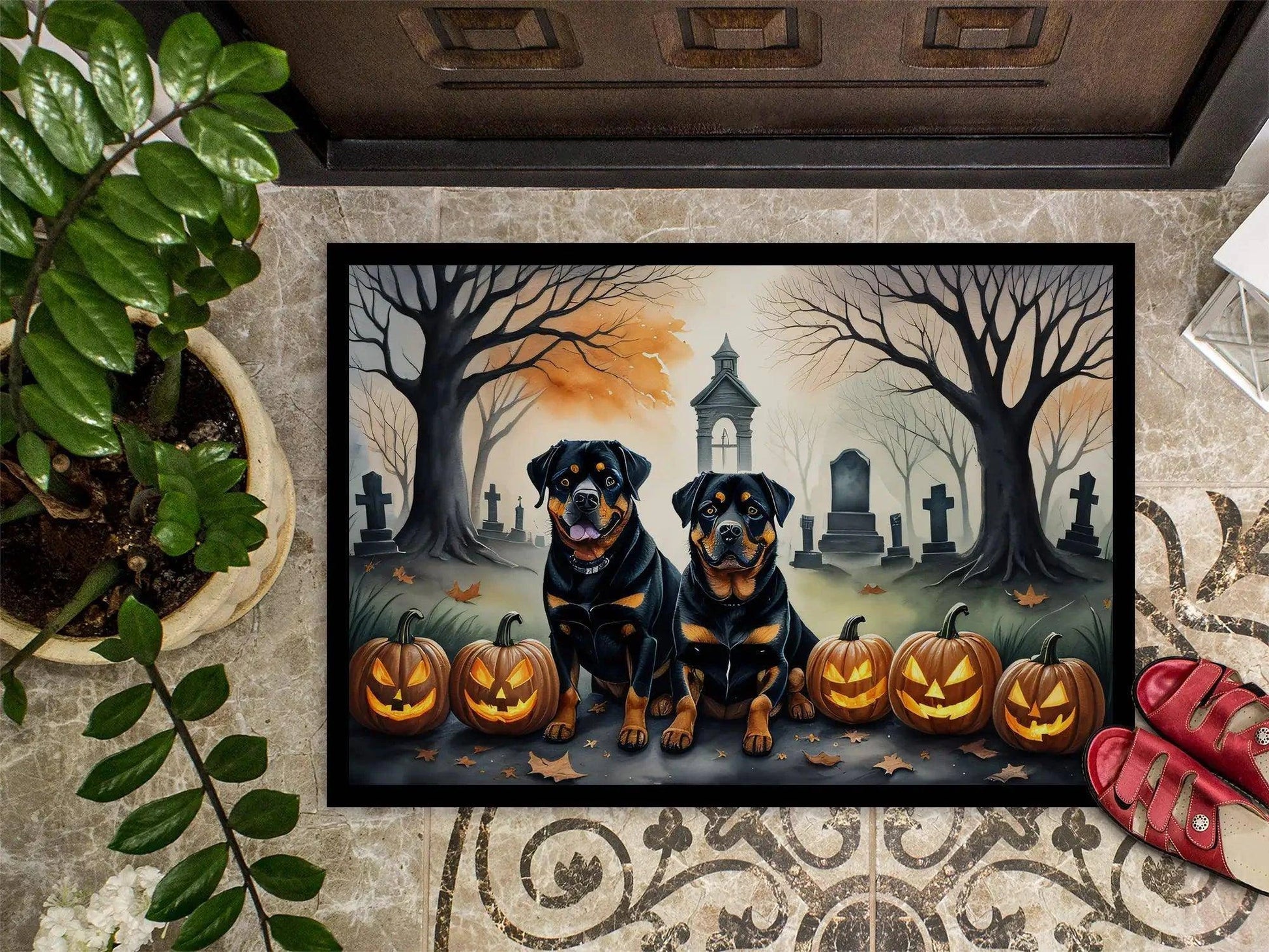 Rottweiler Halloween Doormat – Durable, Non-Slip, and Perfect for Indoor & Outdoor Use - Home Kartz