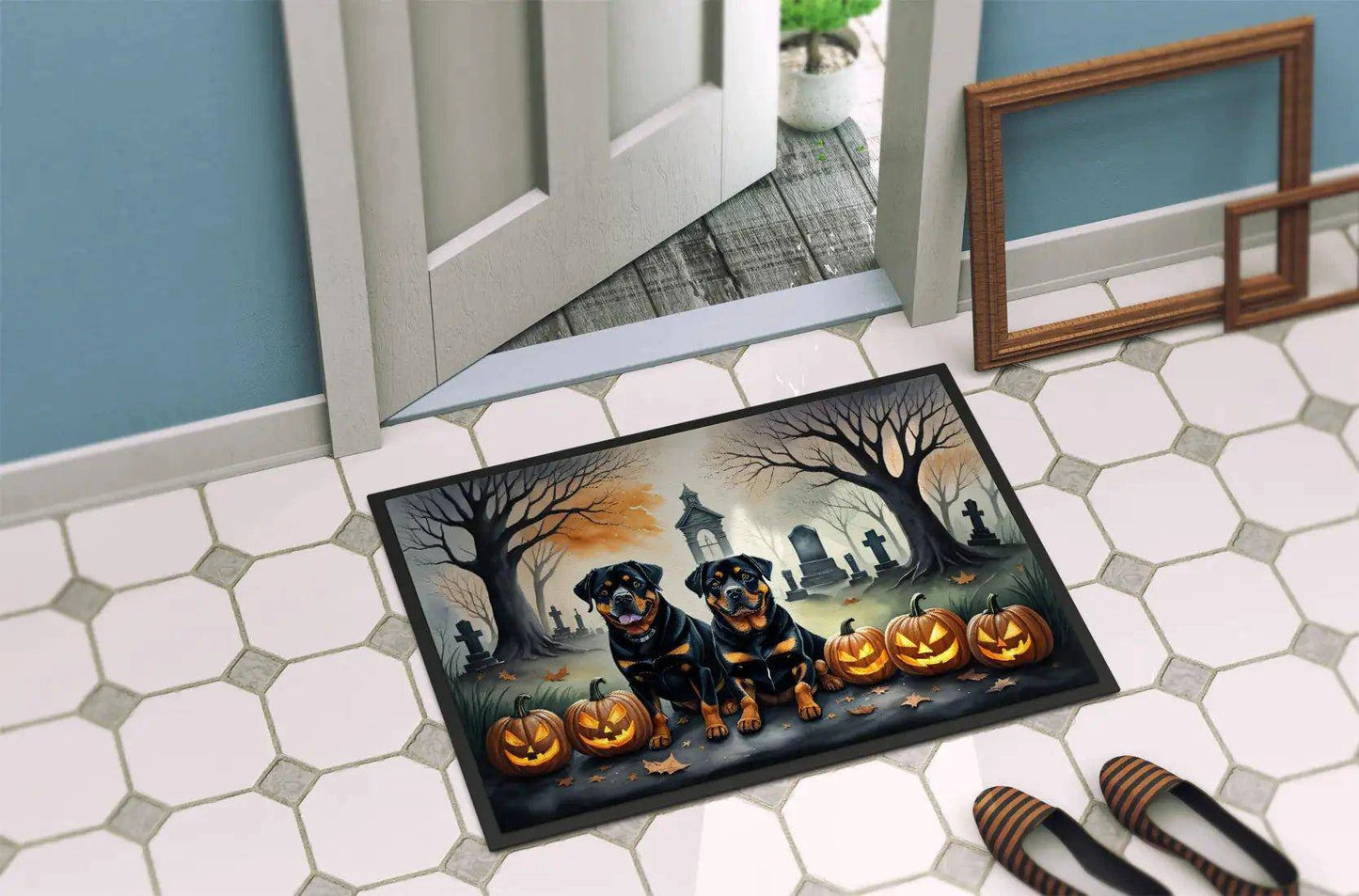 Rottweiler Halloween Doormat – Durable, Non-Slip, and Perfect for Indoor & Outdoor Use - Home Kartz