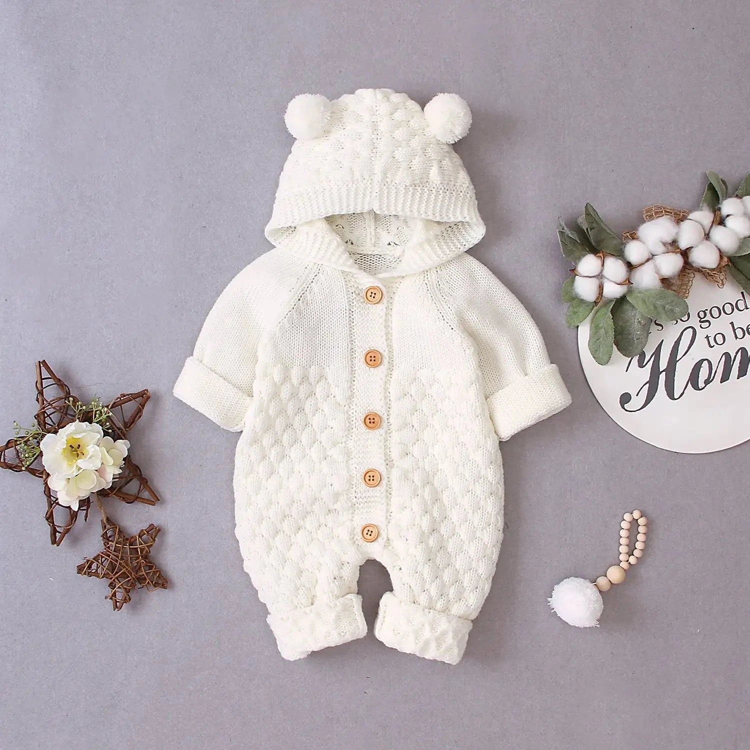 Embrace Cozy Chic: The Ultimate Ear Knit Romper with Hoodie for Your Little One 🌟👶 - Home Kartz