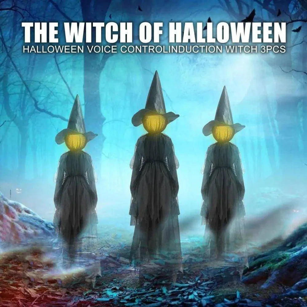 Scary Halloween Witch Decoration – 3-Pack Glowing, Screaming Witches for Ultimate Spooky Decor - Home Kartz