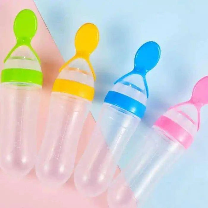 Mess-Free Silicone Feeding Bottle with Spoon - Home Kartz