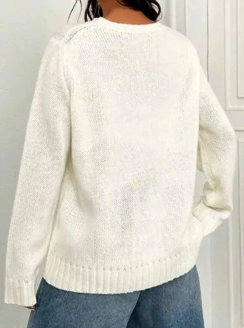 Stand Out in Style with Our Women's Loose Round Neck Flag Sweater - Home Kartz