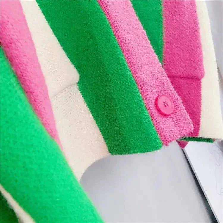 Striped Loose Knitted Cardigan | Cozy and Stylish Women’s Outerwear - Home Kartz