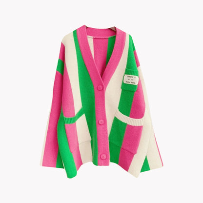 Striped Loose Knitted Cardigan | Cozy and Stylish Women’s Outerwear - Home Kartz