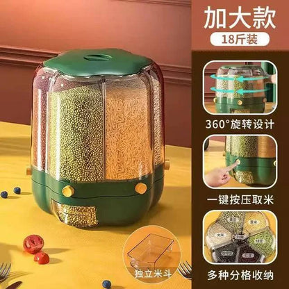 360° Rotating Grains Storage Box – Innovative Dry Food Dispenser for Effortless Kitchen Organization - Home Kartz