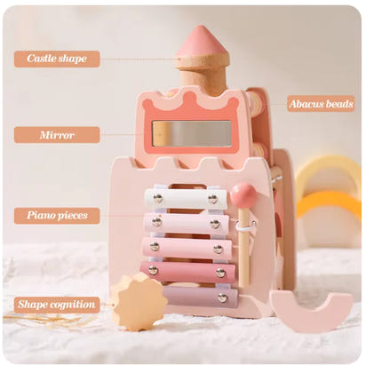 Unlock Their Cognitive Castle: Montessori Wooden Pink House Blocks - Build, Learn, and Grow! 🏰🧠💖 - Home Kartz