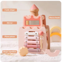 Unlock Their Cognitive Castle: Montessori Wooden Pink House Blocks - Build, Learn, and Grow! 🏰🧠💖 - Home Kartz