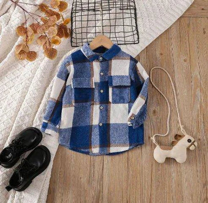 Stylish Comfort: Toddler Plaid Patchwork Long-Sleeve Shirt for All Seasons - Home Kartz