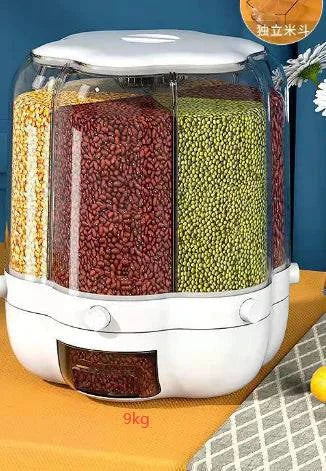 360° Rotating Grains Storage Box – Innovative Dry Food Dispenser for Effortless Kitchen Organization - Home Kartz