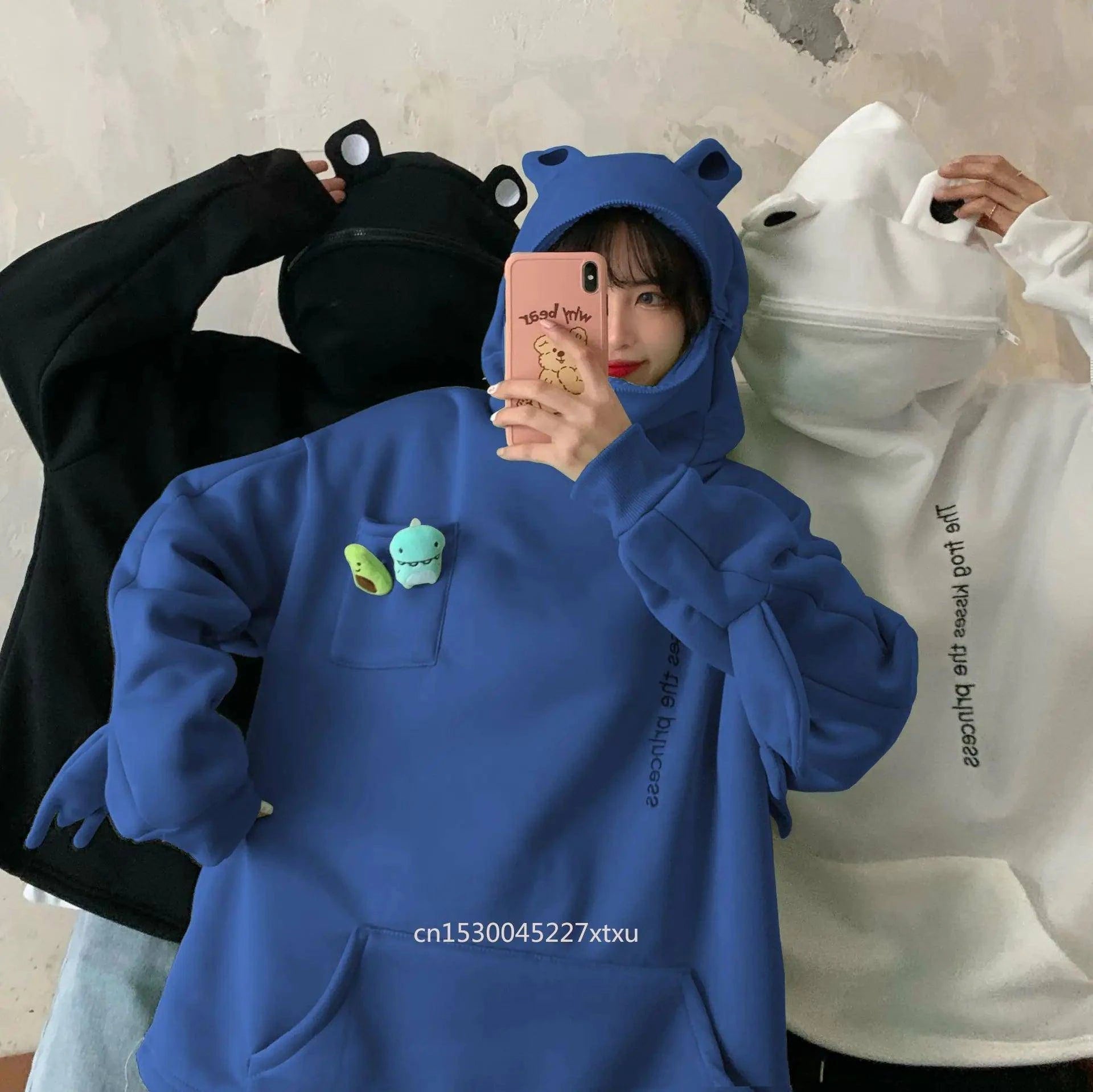 Unisex Frog Zipper Hoodie | Whimsical Oversized Spring Hoodie with Soft Fleece Lining - Home Kartz