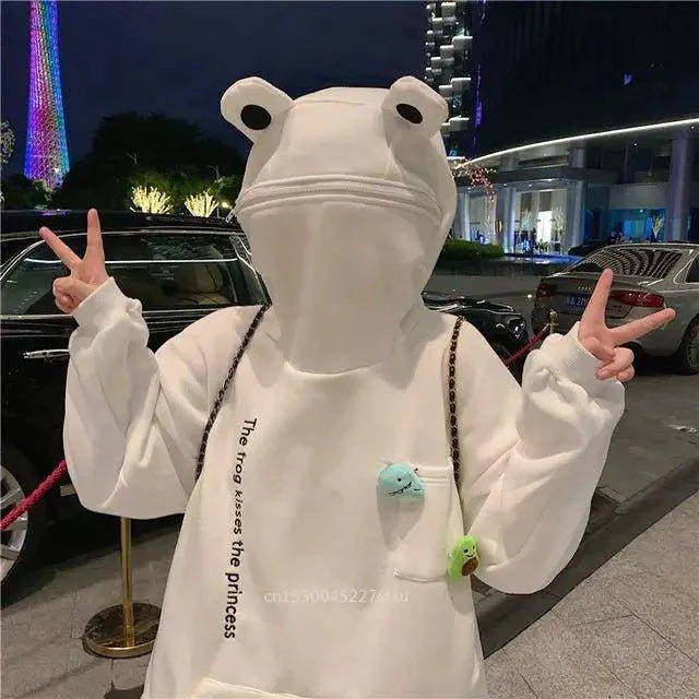Unisex Frog Zipper Hoodie | Whimsical Oversized Spring Hoodie with Soft Fleece Lining - Home Kartz