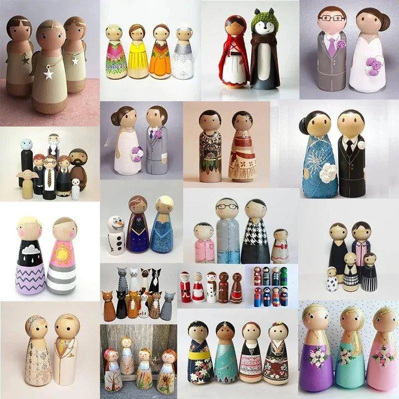Bring Your Imagination to Life with Our 50-Piece Unpainted Wooden Peg Dolls Set – Perfect for Crafts and Decor - Home Kartz