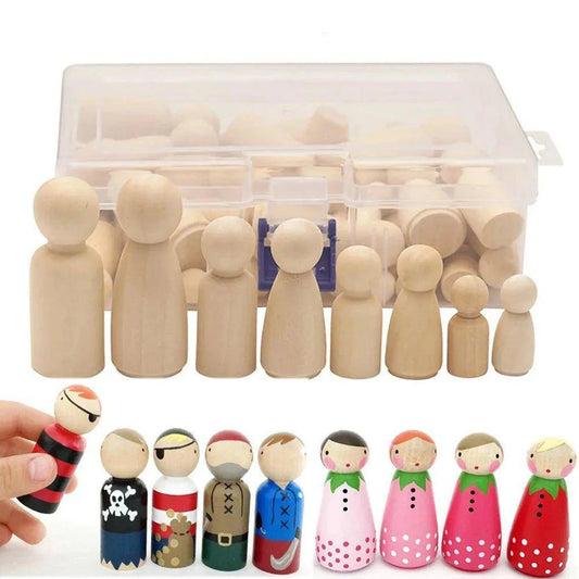 Bring Your Imagination to Life with Our 50-Piece Unpainted Wooden Peg Dolls Set – Perfect for Crafts and Decor - Home Kartz