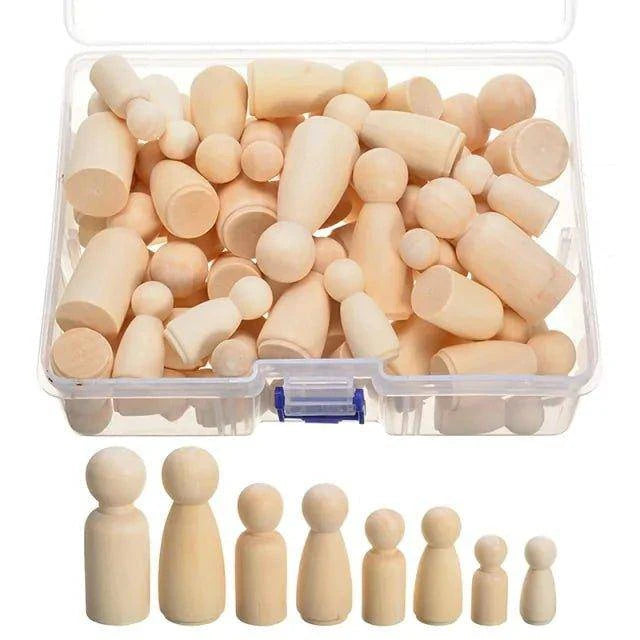 Bring Your Imagination to Life with Our 50-Piece Unpainted Wooden Peg Dolls Set – Perfect for Crafts and Decor - Home Kartz