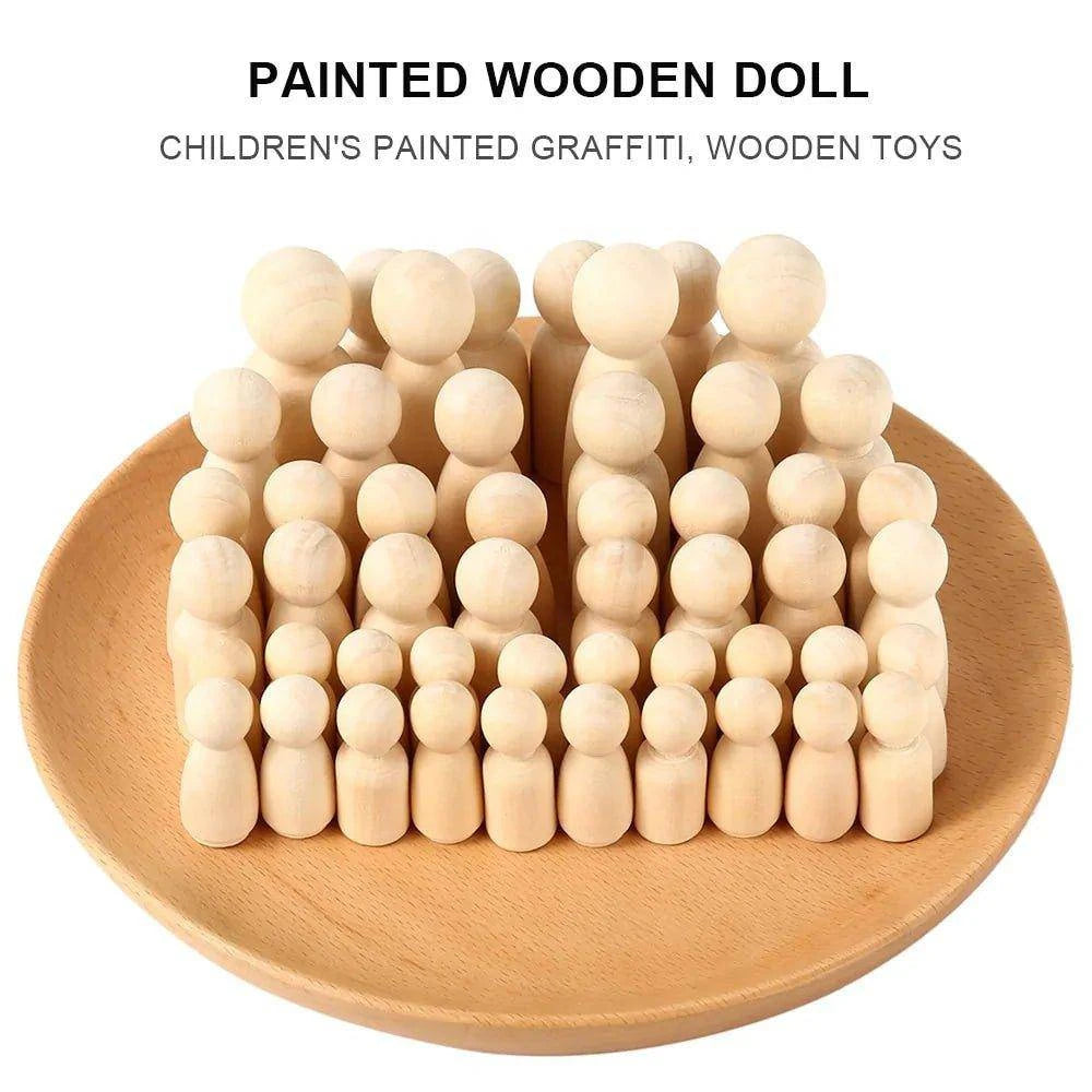 Bring Your Imagination to Life with Our 50-Piece Unpainted Wooden Peg Dolls Set – Perfect for Crafts and Decor - Home Kartz