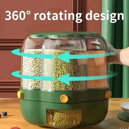 360° Rotating Grains Storage Box – Innovative Dry Food Dispenser for Effortless Kitchen Organization - Home Kartz