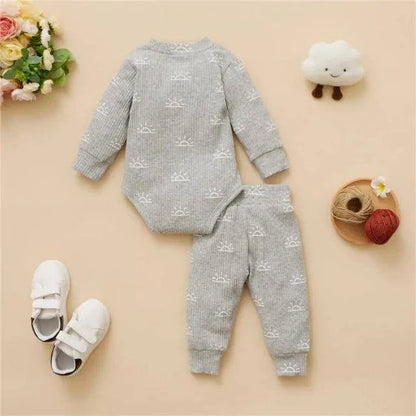 Introducing Our Adorable and Practical Newborn Fashion Bundle: Baby Bodysuits and Elastic Pants Set - Home Kartz