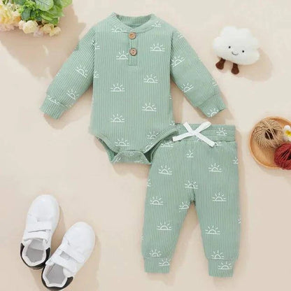 Introducing Our Adorable and Practical Newborn Fashion Bundle: Baby Bodysuits and Elastic Pants Set - Home Kartz