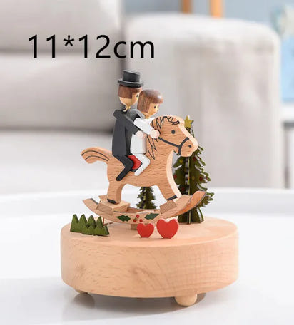 Rotating Wooden Music Box: Handcrafted Carousel for Timeless Joy & Soothing Melodies