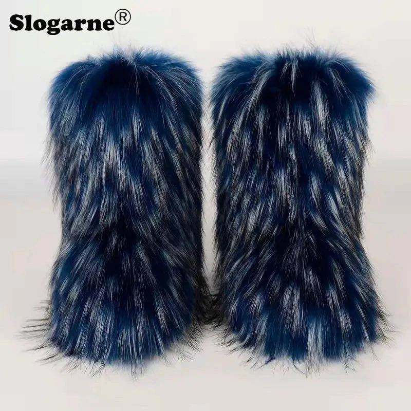 🦊 Fluffy Faux Fox Fur Winter Boots | Stylish & Warm Boots for Ultimate Comfort 🌟 - Home Kartz