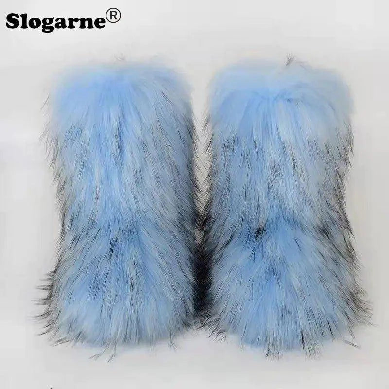 🦊 Fluffy Faux Fox Fur Winter Boots | Stylish & Warm Boots for Ultimate Comfort 🌟 - Home Kartz