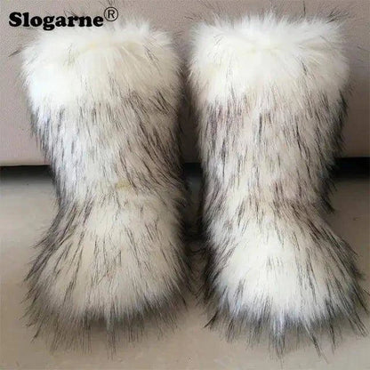 🦊 Fluffy Faux Fox Fur Winter Boots | Stylish & Warm Boots for Ultimate Comfort 🌟 - Home Kartz