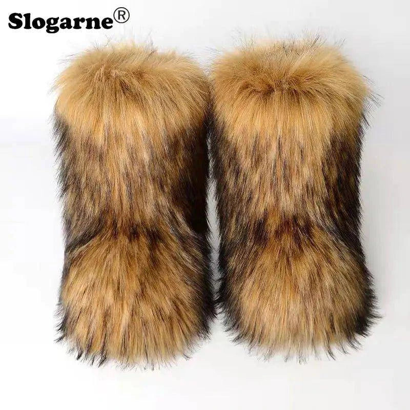 🦊 Fluffy Faux Fox Fur Winter Boots | Stylish & Warm Boots for Ultimate Comfort 🌟 - Home Kartz