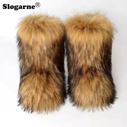 🦊 Fluffy Faux Fox Fur Winter Boots | Stylish & Warm Boots for Ultimate Comfort 🌟 - Home Kartz