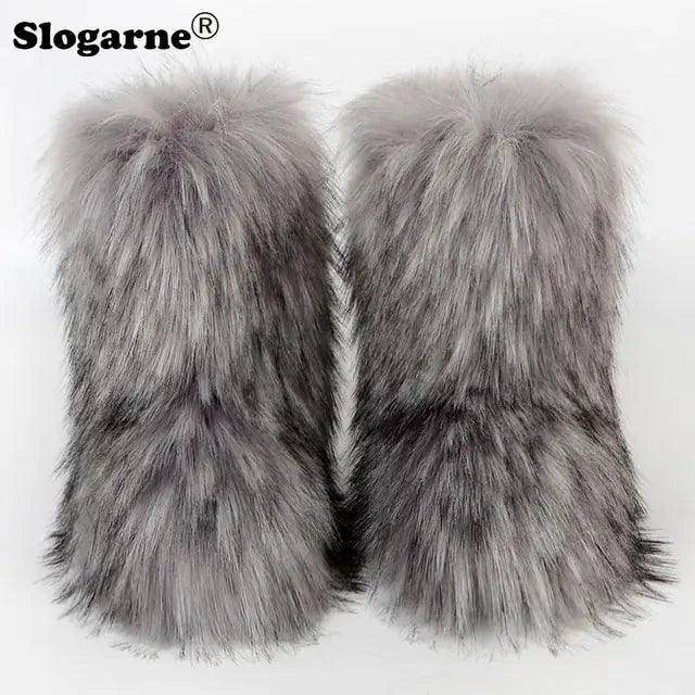 🦊 Fluffy Faux Fox Fur Winter Boots | Stylish & Warm Boots for Ultimate Comfort 🌟 - Home Kartz