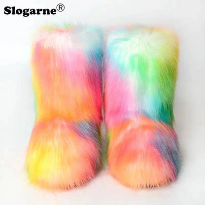 🦊 Fluffy Faux Fox Fur Winter Boots | Stylish & Warm Boots for Ultimate Comfort 🌟 - Home Kartz