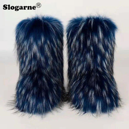 🦊 Fluffy Faux Fox Fur Winter Boots | Stylish & Warm Boots for Ultimate Comfort 🌟 - Home Kartz