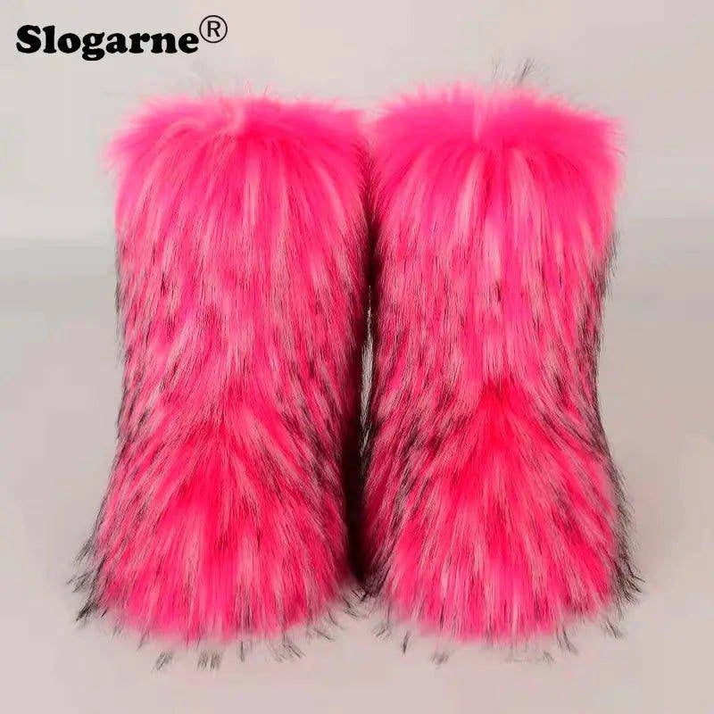 🦊 Fluffy Faux Fox Fur Winter Boots | Stylish & Warm Boots for Ultimate Comfort 🌟 - Home Kartz