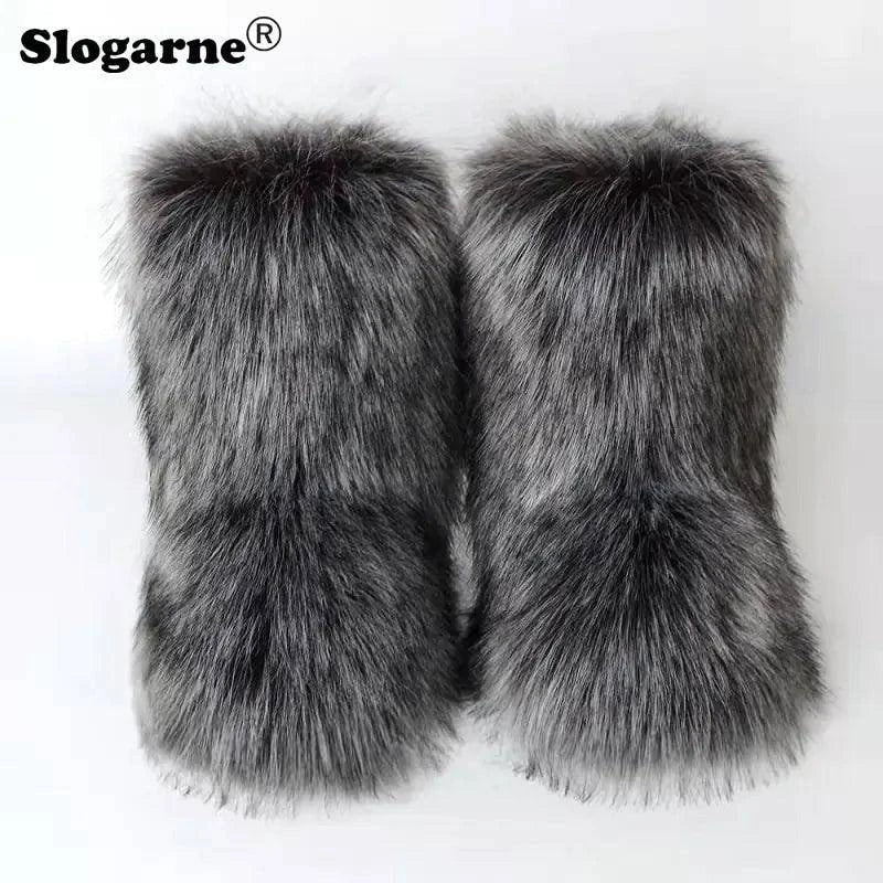 🦊 Fluffy Faux Fox Fur Winter Boots | Stylish & Warm Boots for Ultimate Comfort 🌟 - Home Kartz