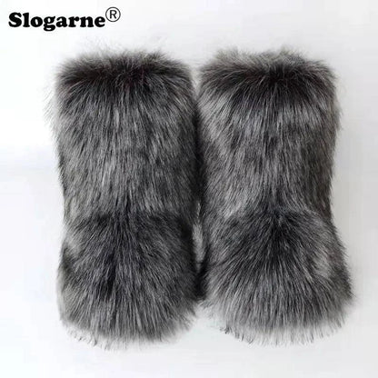 🦊 Fluffy Faux Fox Fur Winter Boots | Stylish & Warm Boots for Ultimate Comfort 🌟 - Home Kartz