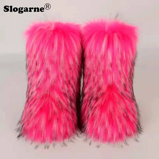 🦊 Fluffy Faux Fox Fur Winter Boots | Stylish & Warm Boots for Ultimate Comfort 🌟 - Home Kartz