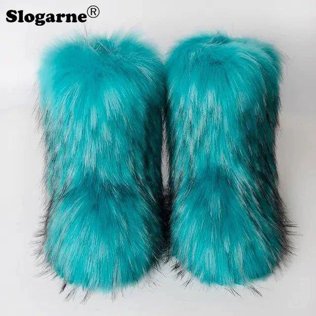🦊 Fluffy Faux Fox Fur Winter Boots | Stylish & Warm Boots for Ultimate Comfort 🌟 - Home Kartz