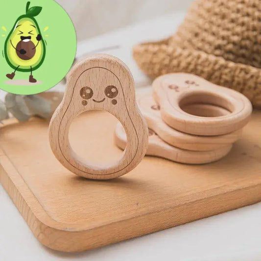 Natural Relief for Teething Babies: Wooden Avocado Teether Set - Home Kartz