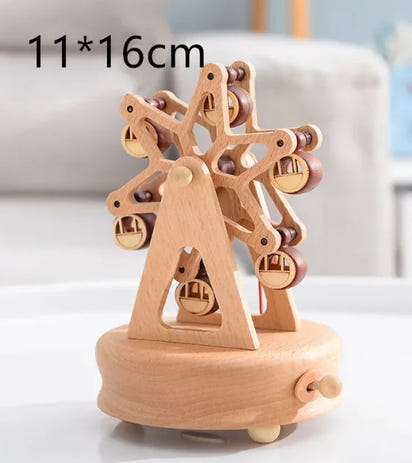 Rotating Wooden Music Box: Handcrafted Carousel for Timeless Joy & Soothing Melodies