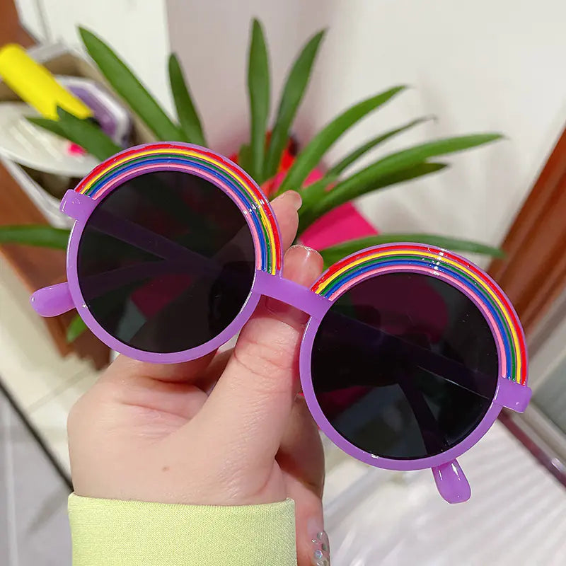 ✨ Rainbow Fun Meets Ultimate Eye Safety: Introducing the Retro Rainbow Cartoon Sunglasses for Kids! ✨ - Home Kartz