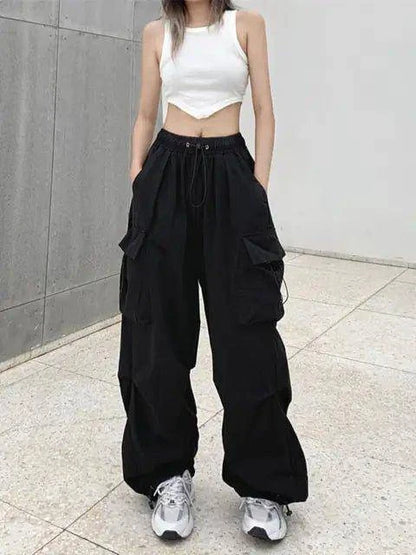 Streetwear Techwear Cargo Pants - Unisex Parachute Track Pants for Bold Urban Style - Home Kartz
