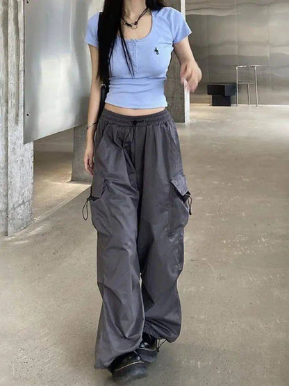 Streetwear Techwear Cargo Pants - Unisex Parachute Track Pants for Bold Urban Style - Home Kartz