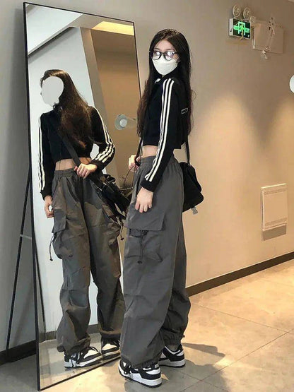 Streetwear Techwear Cargo Pants - Unisex Parachute Track Pants for Bold Urban Style - Home Kartz